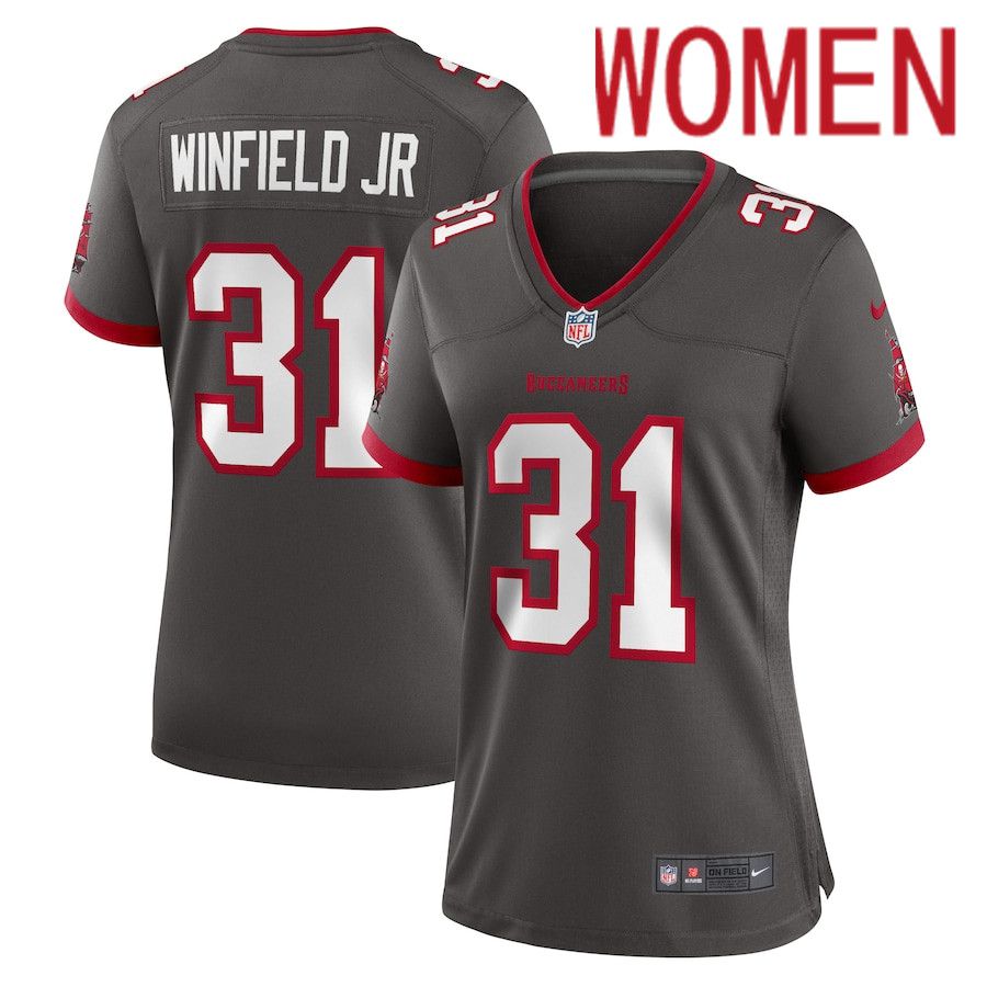 Women Tampa Bay Buccaneers #31 Antoine Winfield Jr. Nike Pewter Game NFL Jersey->women nfl jersey->Women Jersey